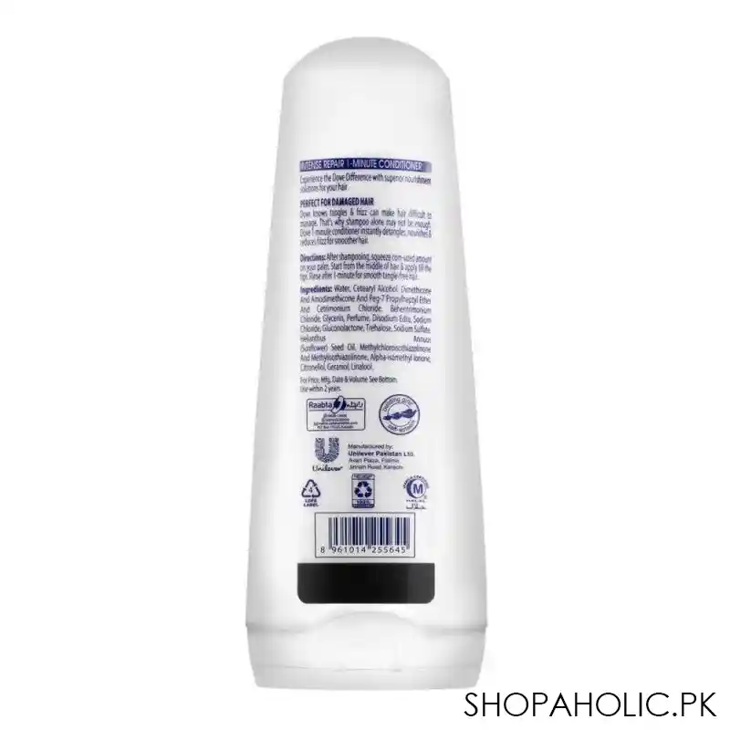 dove intense repair detangling conditioner, perfect for damaged hair, 180ml image2