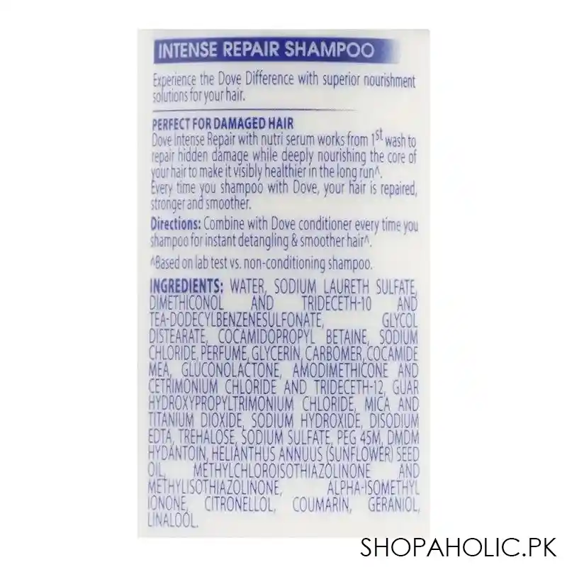 dove intense repair nourishing shampoo, for damaged hair, 360ml image3