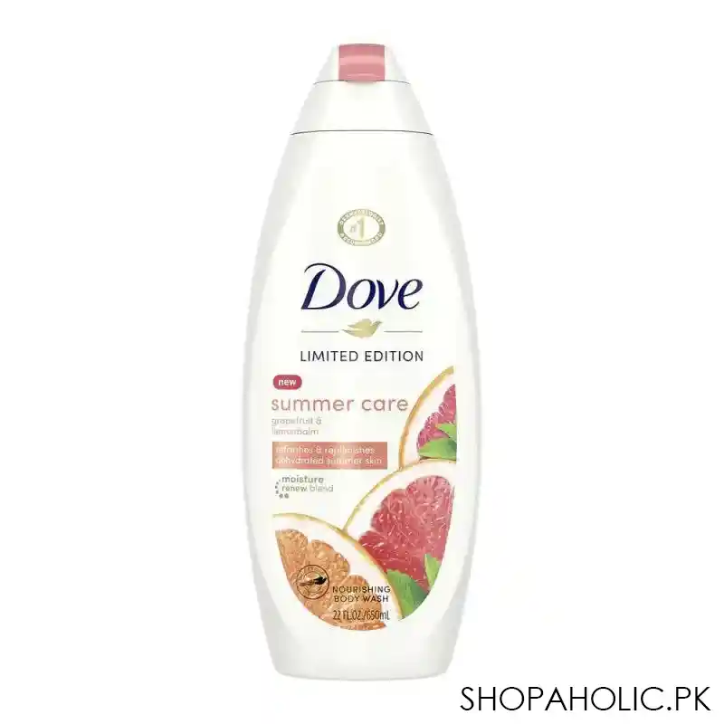 dove limited edition summer care grapefruit & lemon balm nourishing body wash, 650ml main image