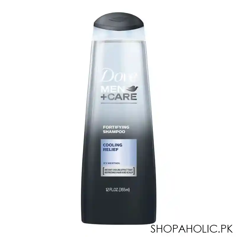 dove men+care fortifying shampoo, cooling relief, 355ml main image
