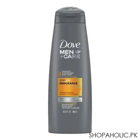 dove men+care sport care endurance 3in1 shampoo+conditioner+body wash, 355ml main image