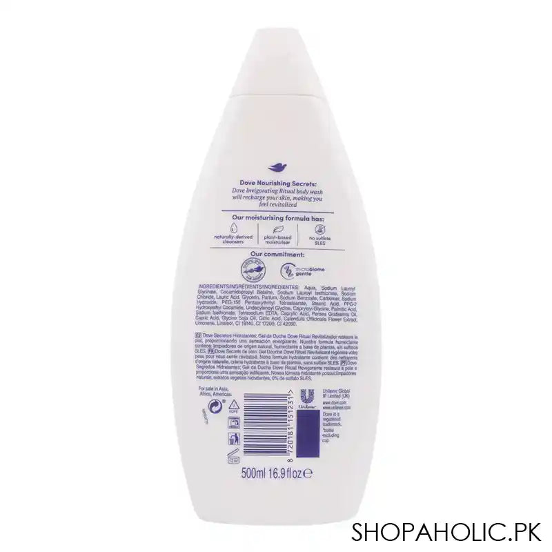 Dove Nourishing Secrets Invigorating Ritual Body Wash, 0% Sulfate SLES, 500ml - Image 3