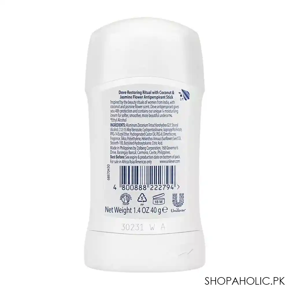 dove nourishing secrets restoring ritual 48h anti perspirant deodorant stick, for women, 40g image2