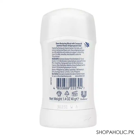 dove nourishing secrets restoring ritual 48h anti perspirant deodorant stick, for women, 40g image2