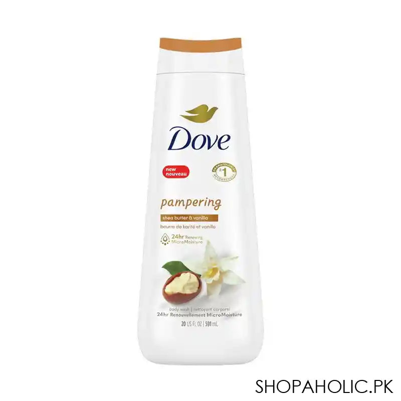 Dove Pampering Shea Butter & Vanilla 24Hr Renewing Micro Moisture Body Wash, 591ml - Main Image