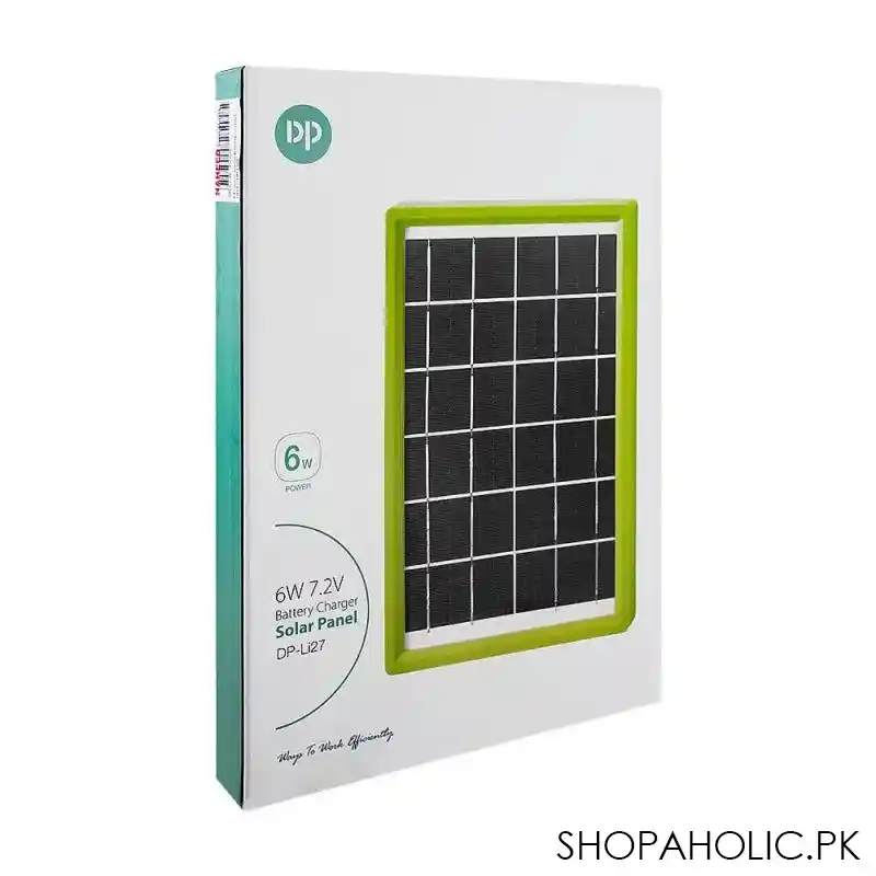dp solar panel battery charger, 6w/7.2v, green, dp li27 image2