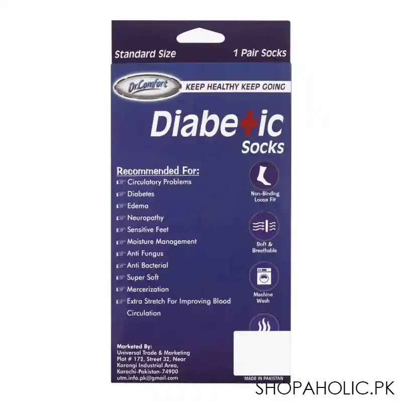 dr.comfort diabetic socks, standard size, white image3
