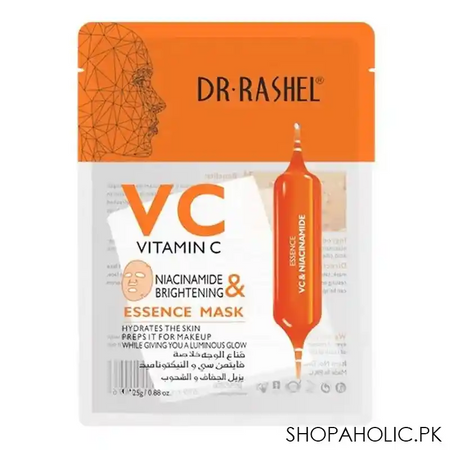 dr. rashel vc vitamin c niacinamide & brightening essence face mask, 28g main image