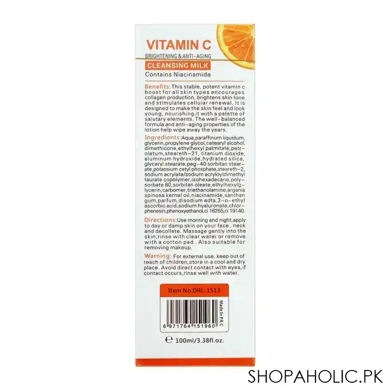 dr. rashel vitamin c brightening & anti aging cleansing milk, 100ml image3