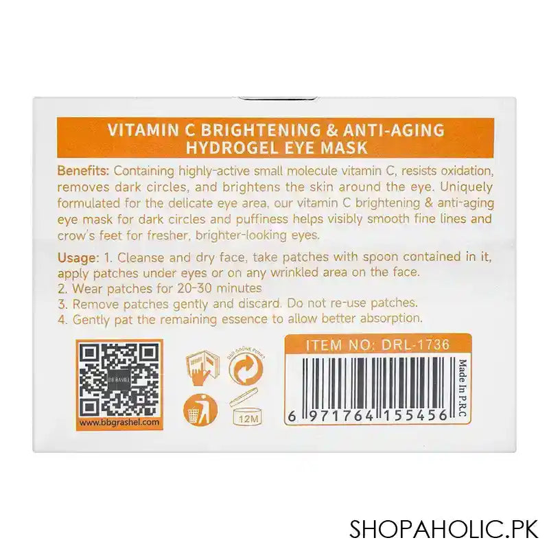 Dr.Rashel Vitamin C Brightening & Anti Aging Hydrogel Eye Mask, 60-Pack - Image 3