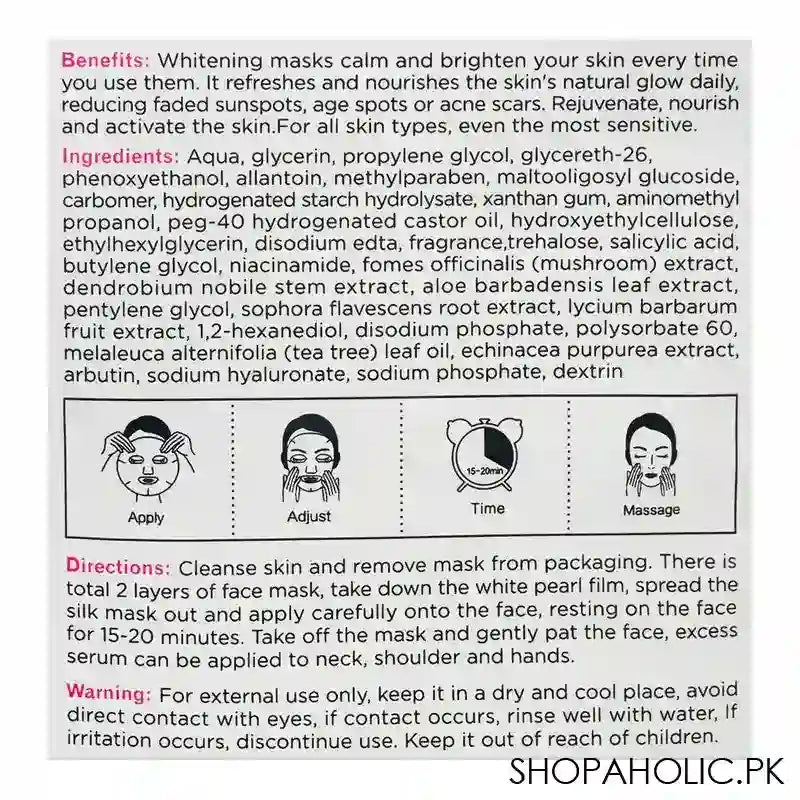 Dr. Rashel White Skin Whitening Fade Spots Mask, Reduce Dark Spots & Blemishes, 25g - Main Image