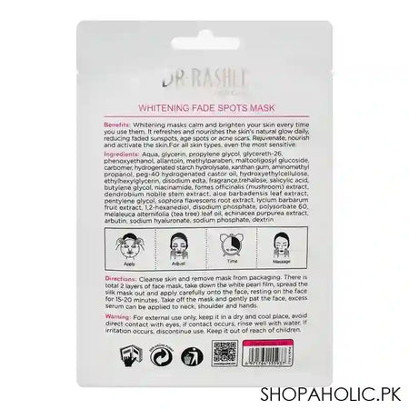 Dr. Rashel White Skin Whitening Fade Spots Mask, Reduce Dark Spots & Blemishes, 25g - Image 3