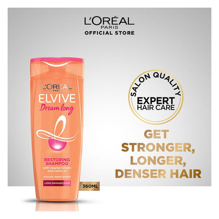L'Oreal Dream Long Restoring Shampoo, 360ml - Repairs Weakened Hair With Castor Oil & Vitamins - Main Image