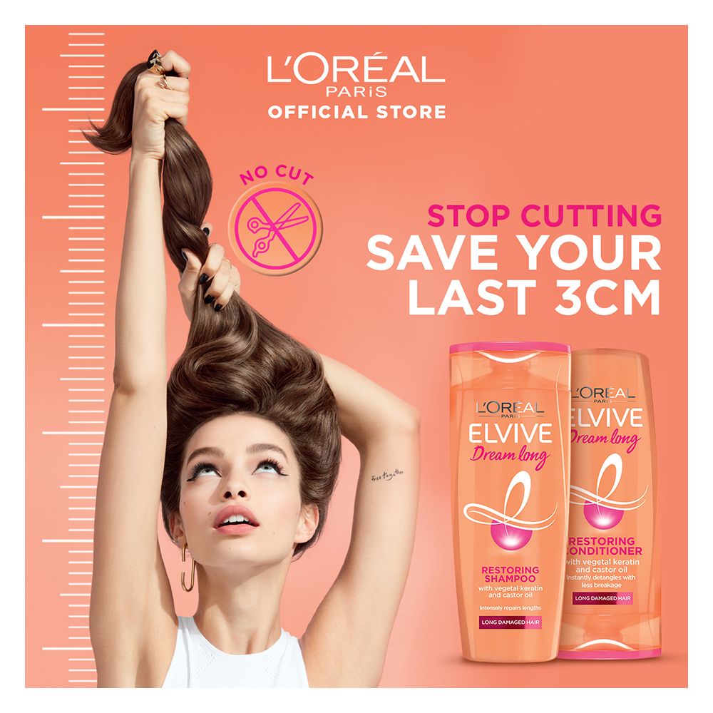 L'Oreal Dream Long Restoring Shampoo, 360ml - Repairs Weakened Hair With Castor Oil & Vitamins - Image 3