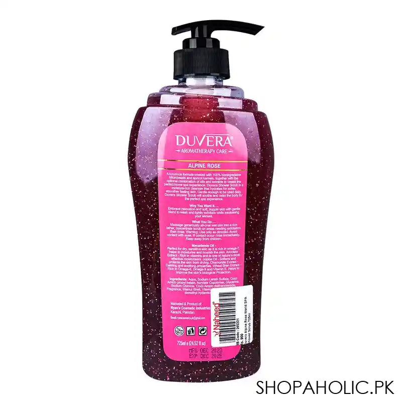 Duvera Alpine Rose World SPA Shower Scrub, With Essential Oils, 725ml - Image 2
