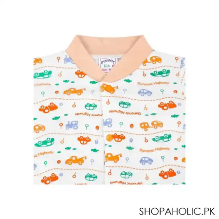 dynamic kids romper with socks printed, peach image3