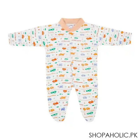 dynamic kids romper with socks printed, peach main image