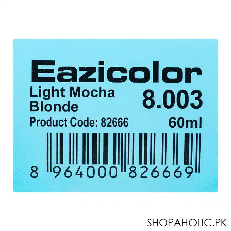 Eazicolor Permanent Hair Color, Chroma Technology With Omega-9, 60ml, 8.003 Light Mocha Blonde - Image 8