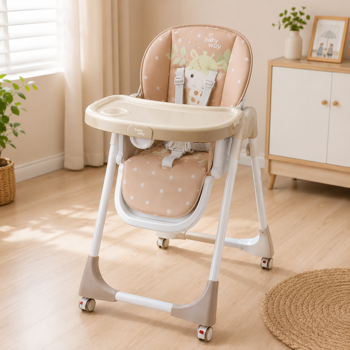 MULTIFUNCTIONAL BABY FEEDING HIGH CHAIR - KHAKI