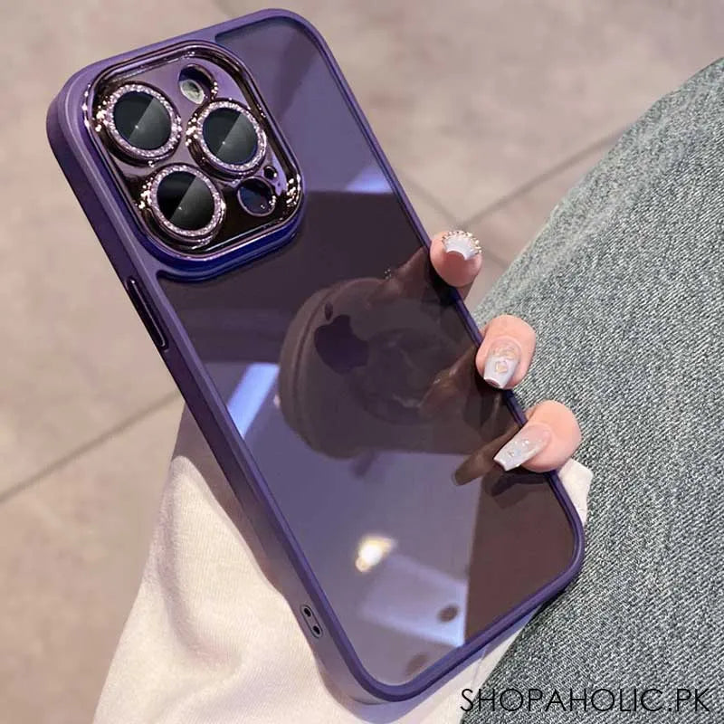 electroplated luxury glitter diamond iphone case cover with lens film image3