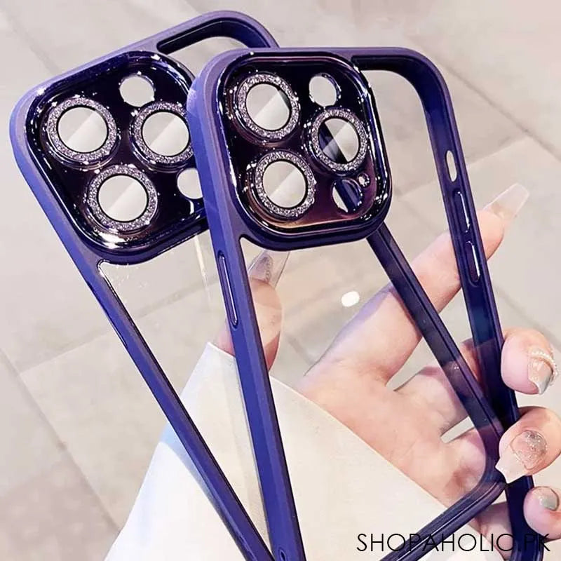 electroplated luxury glitter diamond iphone case cover with lens film image5
