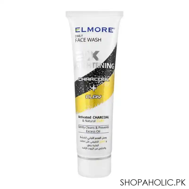 elmore 2x brightening charcoal + clay daily face wash, 100ml main image