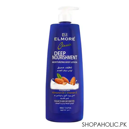 elmore classic almond oil & vitamin e deep nourishment body lotion, for dry to very dry skin type, 400ml main image