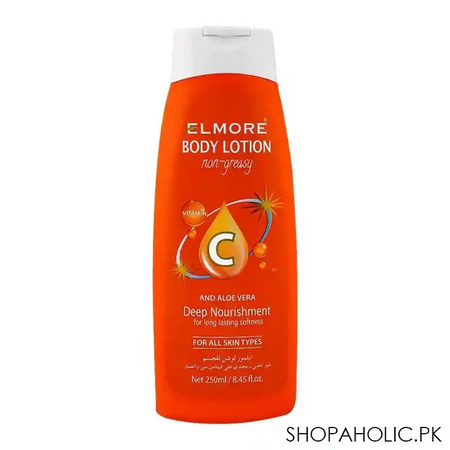 elmore deep nourishment non greasy and aloe vera body lotion, for all skin types, 250g main image