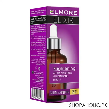 elmore elixir brightening alpha arbutin & glutathione 2% serum, 30ml image2