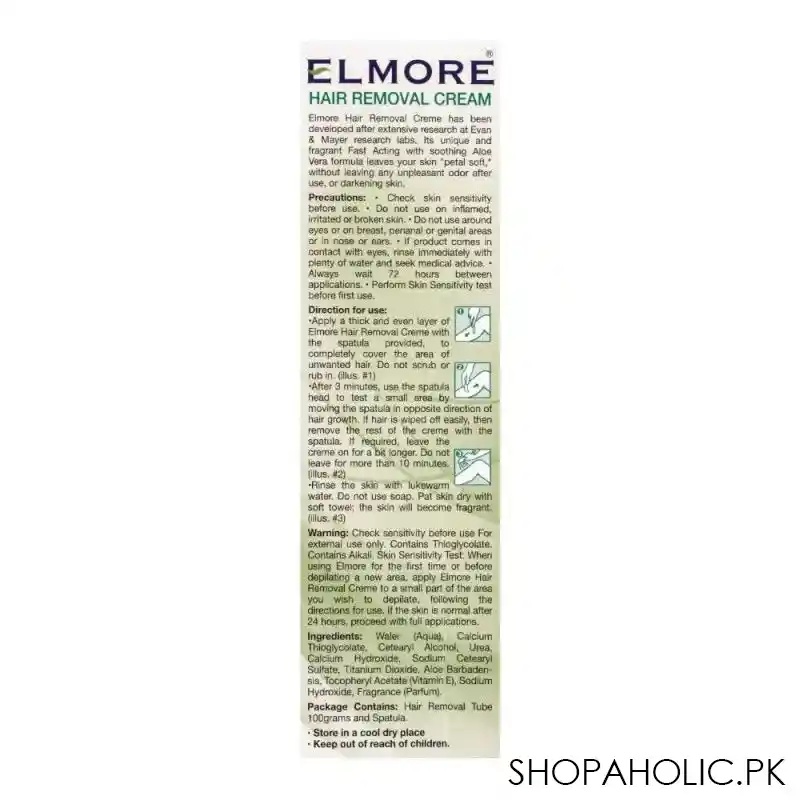 elmore quick & gentle soft & smooth chamomile fragrance sensitve skin hair removal cream, 100g image3
