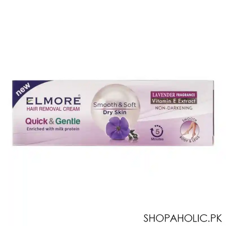elmore quick & gentle soft & smooth lavender fragrance dry skin hair removal cream, 100g image2