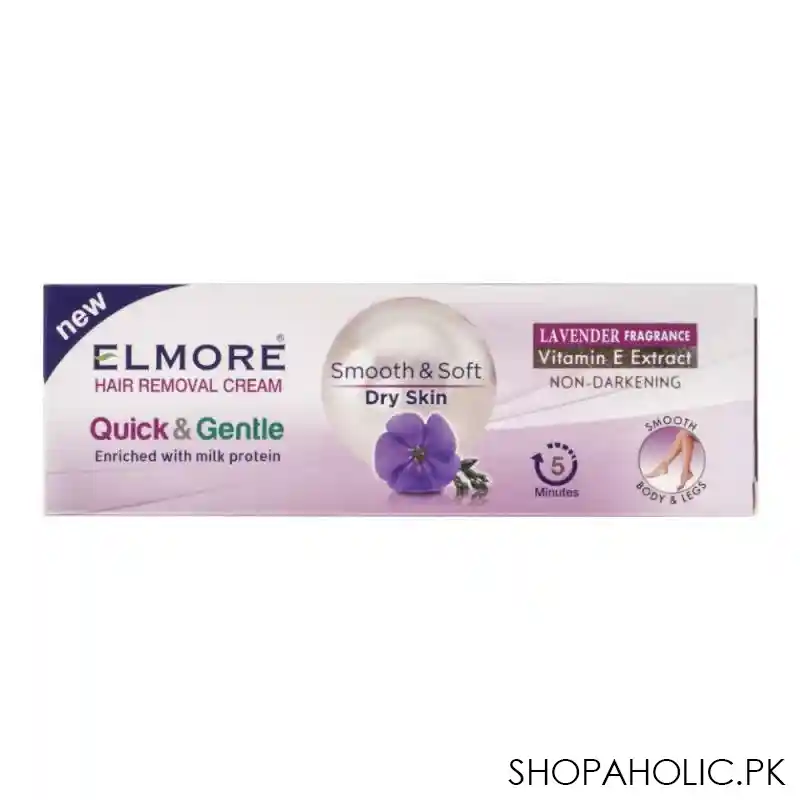 elmore quick & gentle soft & smooth lavender fragrance dry skin hair removal cream, 100g image2