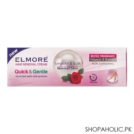 elmore quick & gentle soft & smooth rose fragrance normal skin hair removal cream, 100g image2