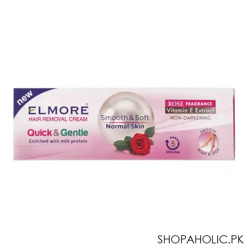 elmore quick & gentle soft & smooth rose fragrance normal skin hair removal cream, 100g image2