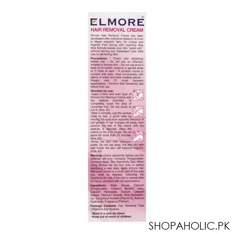 elmore quick & gentle soft & smooth rose fragrance normal skin hair removal cream, 100g image3