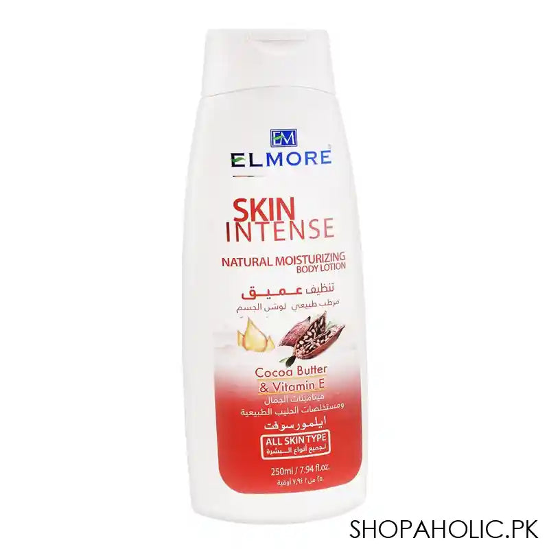 Elmore Skin Intense Natural Moisturizing Body Lotion, Cocoa Butter & Vitamin E, All Skin Types, 250ml - Main Image