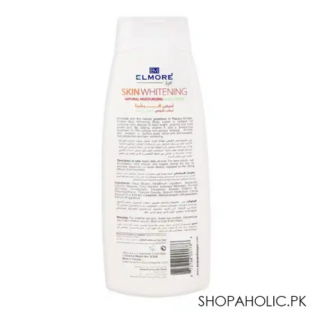 elmore skin whitening natural moisturizing body lotion, papaya, vitamin e & sunscreen, all skin type, 250ml image2