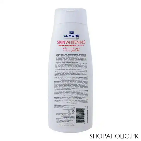 elmore soft skin whitening natural moisturizing body lotion, all skin types, 250ml image2
