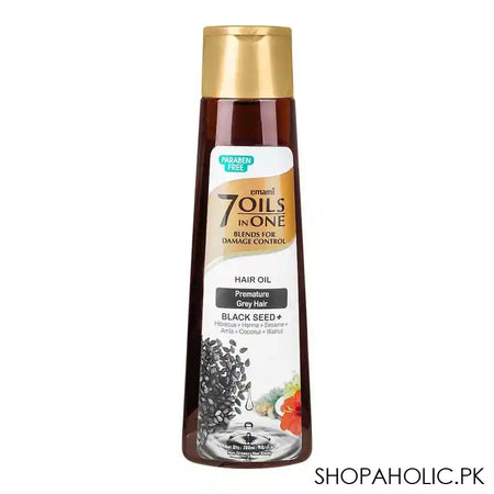 Emami 7 Oils in One Black Seed Damage Control Hair Oil, For Premature Grey Hair, 200ml - Main Image