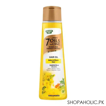 emami 7 oils in one sarson natural black hair oil, non greasy/non sticky, 200ml main image