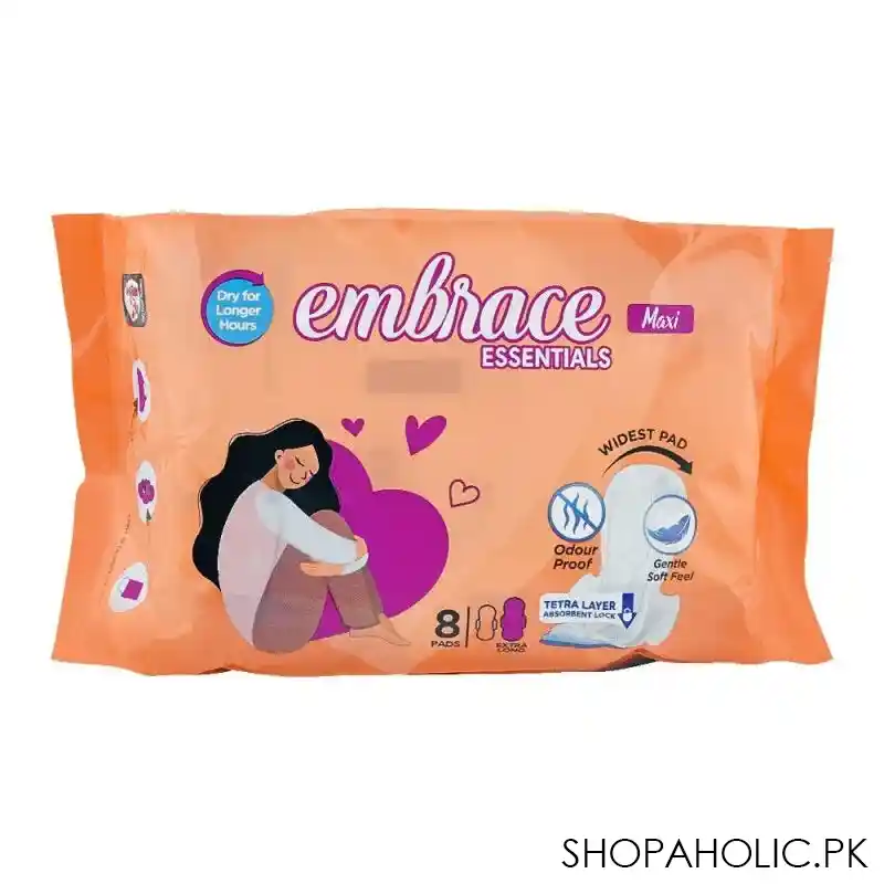 embrace essentials maxi extra long pads, 8 pack main image