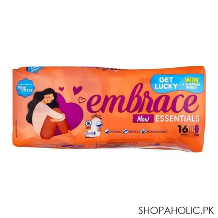embrace essentials maxi pads, extra long, value pack, 16 pack main image