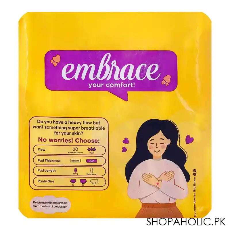 Embrace Maxi Sensitive Comfortable and Extra Soft Long & Widest Pads, Dermatologist-Tested, 28-Pack, Rs.150/- Off - Image 3