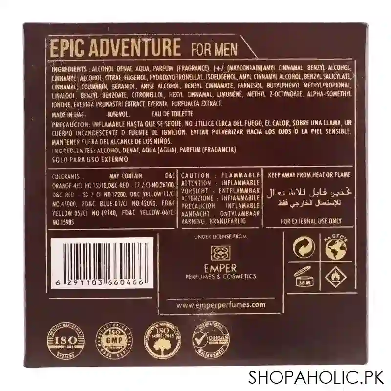 emper epic adventure edt, fragrance for men, 100ml image3
