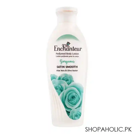 enchanteur gorgeous moisture silk perfumed body lotion, aloe vera & olive butter, 250ml main image