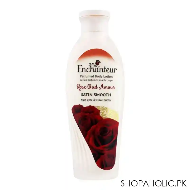 enchanteur rose oud amour moisture silk perfumed body lotion, aloe vera & olive butter, 250ml main image