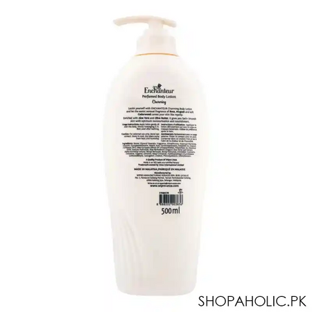 enchanteur stunning perfumed body lotion, satin smooth aloe vera & olive butter, 500ml image2