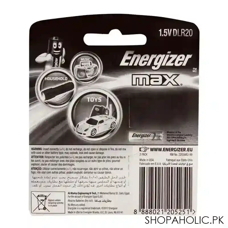 energizer max d 1.5v batterries 2 pack image2