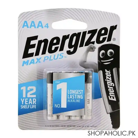 energizer max plus aaa long lasting alkaline batteries, 4 pack, bp 4 main image