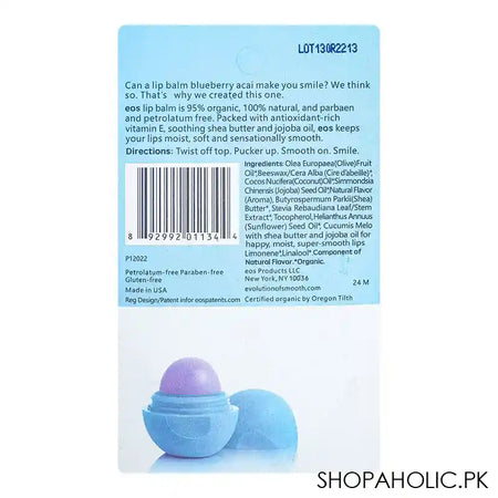 EOS Evolution Of Smooth Blueberry Acai Lip Balm, 7g - Image 3